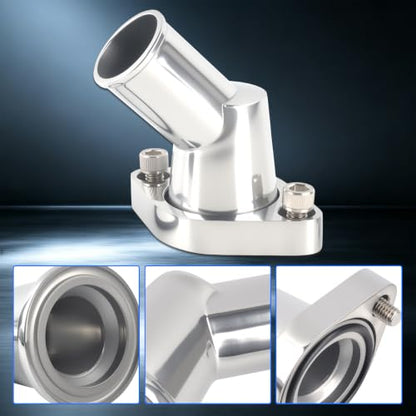 45° Swivel Water Neck Aluminum Polished Thermostat Housing - color: Silver, size: 45 Degrees Style1