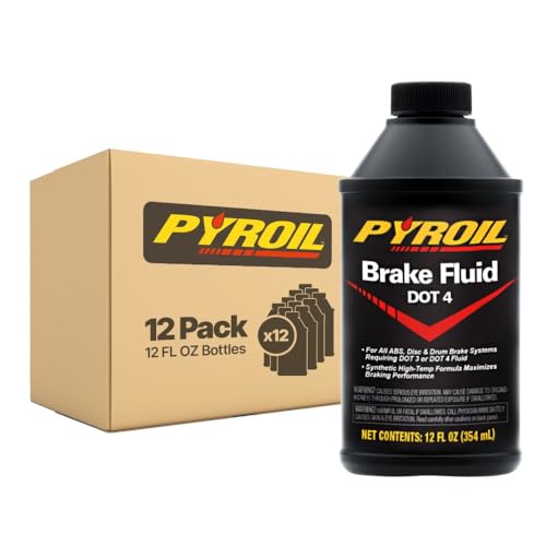 Pyroil DOT 4 Brake Fluid, Synthetic High-Temp Formula Maximizes Braking Performance, 12 Fl Oz (Pack of 12) - size: 12 Fl Oz (Pack of 12)