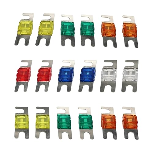 18 PCS Mini ANL Blade Fuse, 20A, 30A, 40A, 50A, 60A, 80A, 100A, 125A, 150A Automotive Electrical Fuse, Multi-Colored Car Truck Video Electronic System Fuse Replacement Kit (Multicolored)