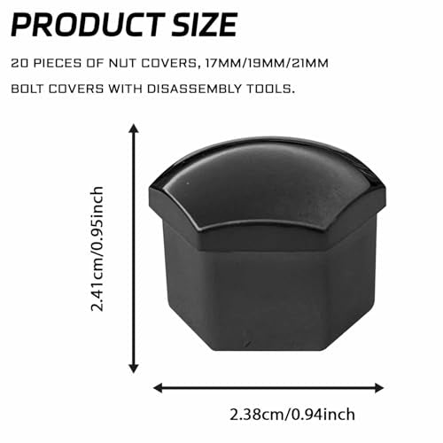20PCS Car Lug Nut Covers 19mm for Bolt Set Hex Black Lug Nut Caps Tire Nut Rust and Dust Tire Hub Screw Protector with Remover Clip, Universal Car Exterior Accessories Wheel Decor for Most Cars - size: 19MM