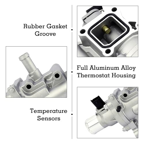Upgraded Full-Aluminum Engine Coolant Thermostat Housing Assembly with Heater Inlet Pipe, Compatible with Chevy Cruze 2011-2016 Sonic 2012-2018 Trax 2013-2018, Replace 55577284 25199824 25192904