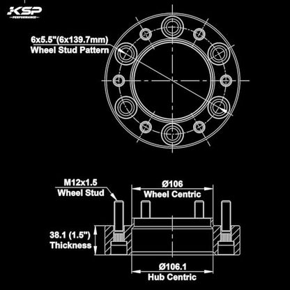 KSP 1.5in Wheel Spacers for Tacoma 4Runner Cruiser Tundra with 6x5.5 PCD - color: Blue, size: 1.5inch-tacoma1995-2023