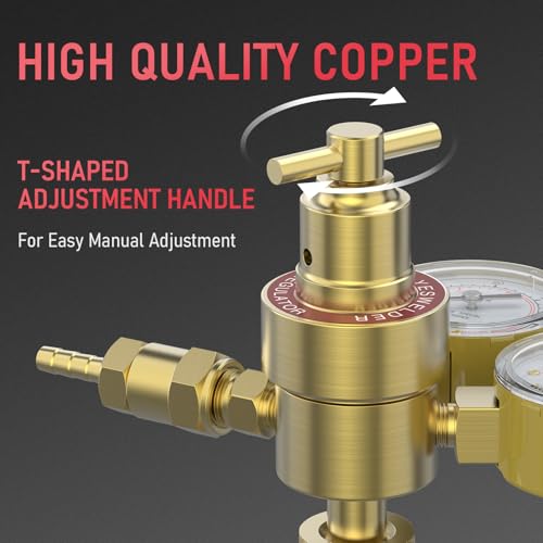 YESWELDER Argon CO2 Regulator with 8.2 ft Hose 0-4000 PSI Gauges Gas