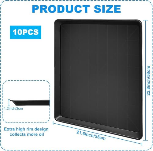 10 Pack Large Oil Change Drain Pan Under Car - 22” Auto Oil Drip Pan, Oil Drip Tray for Under Car Plastic Oil Tray,Mini Fridge Drip for Air Conditioners Machinery Catch Replacement