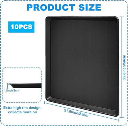 10 Pack Large Oil Change Drain Pan Under Car - 22” Auto Oil Drip Pan, Oil Drip Tray for Under Car Plastic Oil Tray,Mini Fridge Drip for Air Conditioners Machinery Catch Replacement