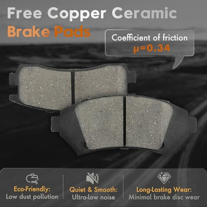 BETTHAND Front And Rear Brake Pads And Rotors Compatible With Chevy - size: 56641*2+56629*2+D1224-7693+D814-7387