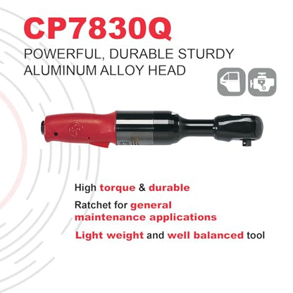 Chicago Pneumatic CP7830Q - Air Ratchet Wrench, 3/8 Inch, Composite Housing, Torque (Min/Max) 9.6-90 ft. lbf / 13-122 Nm, 190 RPM, Automotive Tools, Repair Shop, Mechanic Set - size: 3/8-Inch