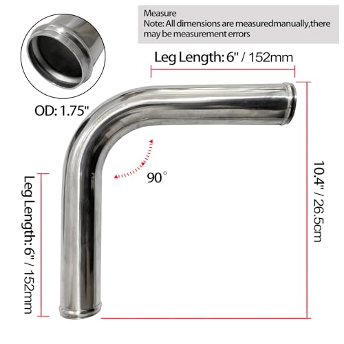 OD 1.75" (45mm) 90 Degree Aluminum Elbow Intercooler Pipe - size: 1.75" (45mm)