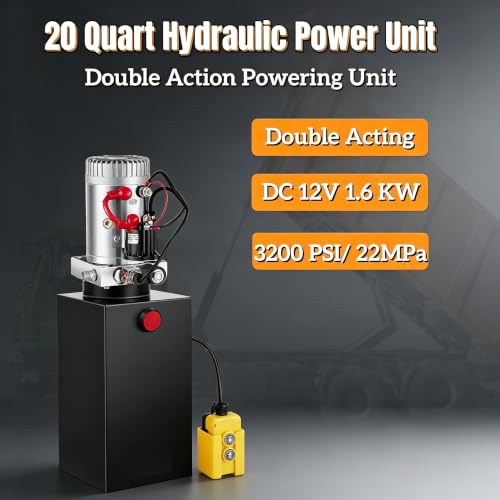 20 Quart Double Acting Hydraulic Power Unit 12V 3200 PSI - color: Double Acting, size: 20 Quart