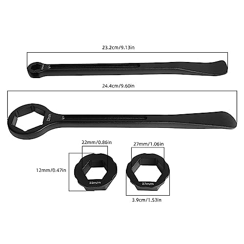 10MM/0.39'' 12MM/0.47'' 22MM/0.87'' 27MM/1.06'' 32MM/1.26'' Universal Motorcycle Tire Iron Set Changing Tool Kit Combo Levers Set Tire Repair Tool for Hex Wrench Spanner Head - color: 12mm--black