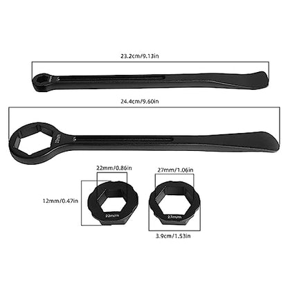 10MM/0.39'' 12MM/0.47'' 22MM/0.87'' 27MM/1.06'' 32MM/1.26'' Universal Motorcycle Tire Iron Set Changing Tool Kit Combo Levers Set Tire Repair Tool for Hex Wrench Spanner Head - color: 12mm--black