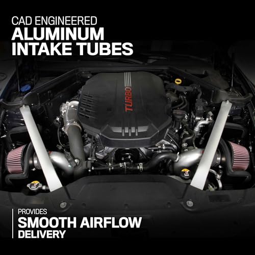 K&N Cold Air Intake System: High-Flow Air Filter, Increase Performance & Acceleration: Compatible with 2018-2025 Genesis/Kia G70, Stinger, 69-5318TS