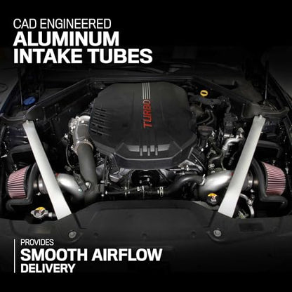 K&N Cold Air Intake System: High-Flow Air Filter, Increase Performance & Acceleration: Compatible with 2018-2025 Genesis/Kia G70, Stinger, 69-5318TS