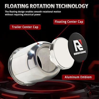 RTrhinotuning 4.25" Floating Wheel Center Caps Stainless Steel Self-Leveling Emblem Trailer Hub Caps Push Through Truck Rim Center Caps Chrome 4.29" Height 4 PCS - color: Chrome, size: 4.25" Center Hole, 4.29" Height