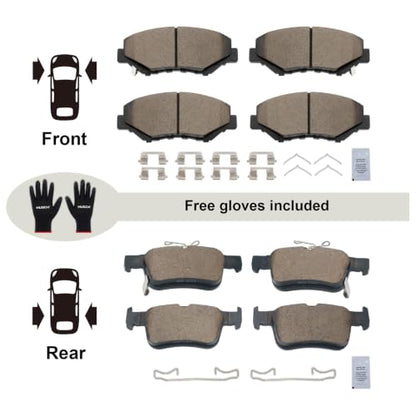 HUSCH Front & Rear Ceramic Brake Pads Fit For Honda Civic 2016-2021 - size: D914+D1878