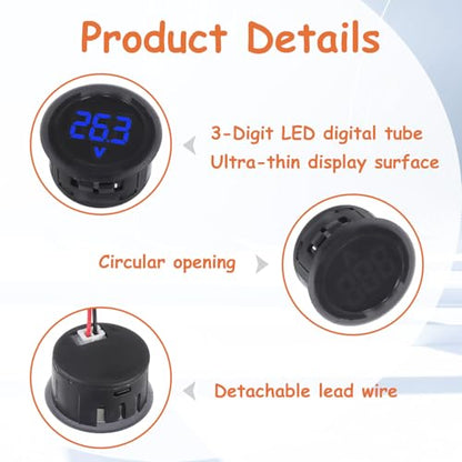2 Pieces DC 4V-100V Voltmeter Gauge (Blue) - color: Blue, size: Not Waterproof