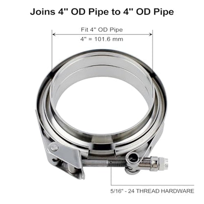 ROADFORMER 4 inch V Band Clamp with Flanges, Quick Release, 2 Pack - size: 4 inch