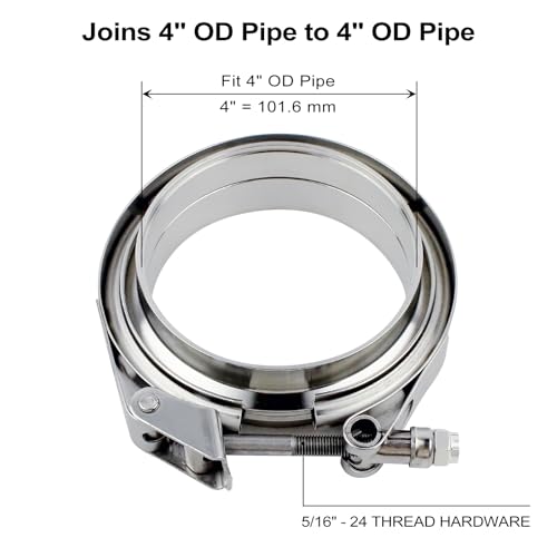 ROADFORMER 4" V Band Clamp with Flanges, Quick Release, 4 Pack - size: 4 inch