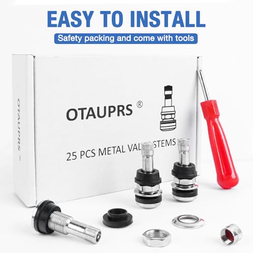 25 PCS TR416 Metal Valve Stems, Bolt in Tire Valve Stem, High Pressure Valve Stems, Outer Mount Fits 0.453" and 0.625" Rim Holes - size: 25 Pack