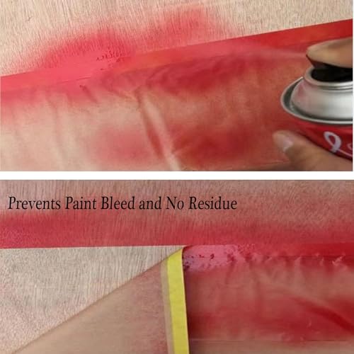 Masking Paper, Paint Masking Paper with Adhesive,20 Inch x 50 Feet Painters Paper Roll, Tape and Drape Painters Paper, for Auto Body Masking, Wall Covering and Paint Masking (6, 20 inch x 50feet)