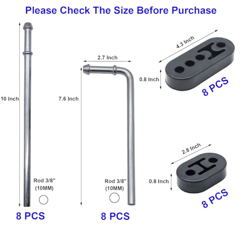 32PCS Car Exhaust Hanger 3/8"(10MM) Rod Rubber Exhaust Hangers Mount Kits - size: 32PCS Exhaust Hanger Rod With Rubber