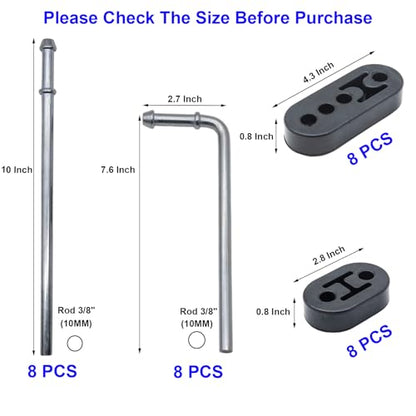 32PCS Car Exhaust Hanger 3/8"(10MM) Rod Rubber Exhaust Hangers Mount Kits - size: 32PCS Exhaust Hanger Rod With Rubber