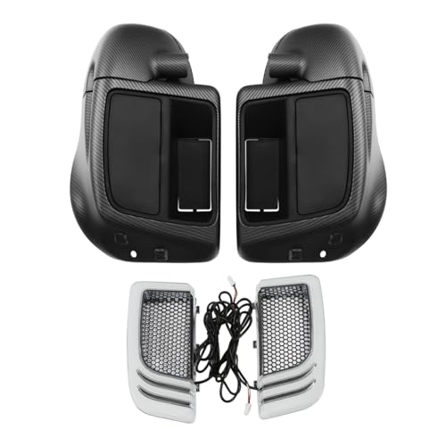 Green-L Carbon Fiber Lower Vented Leg Fairing and LED Turn Signals Light Kit Fit for Harley Touring Road King Street Glide Electra Glide Ultra 2014-2024 Models - color: Matte Black #2-Glove Box