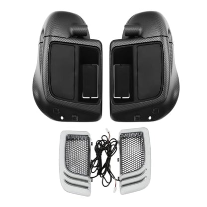 Green-L Carbon Fiber Lower Vented Leg Fairing and LED Turn Signals Light Kit Fit for Harley Touring Road King Street Glide Electra Glide Ultra 2014-2024 Models - color: Matte Black #2-Glove Box