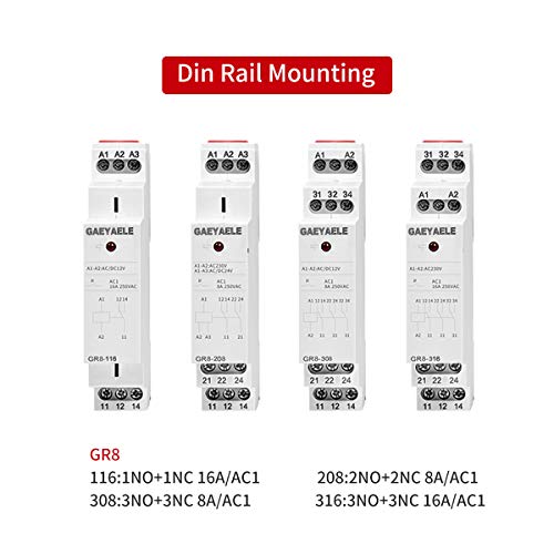 12V AC/DC 8A 2SPDT Din Rail Switch Relay (GR8-208, Automatic Operation Mode, Intermediate Relay, Automotive Relay Control Module Relays) - size: GR8-208,AC/DC 12V