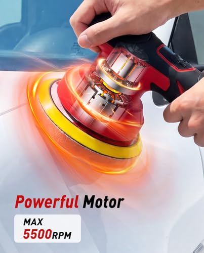 6 Inch Cordless Car Buffer w/ 2×4.0mAh Batteries, Digital Display - size: 6.04 Inch