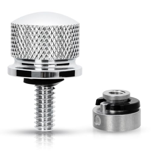 FOVPLUE 1/4″-20 Thread Seat Bolt/Screw and Nut Kit for Harley FLT Touring - color: CHROME BOLT/NUT/WASHER