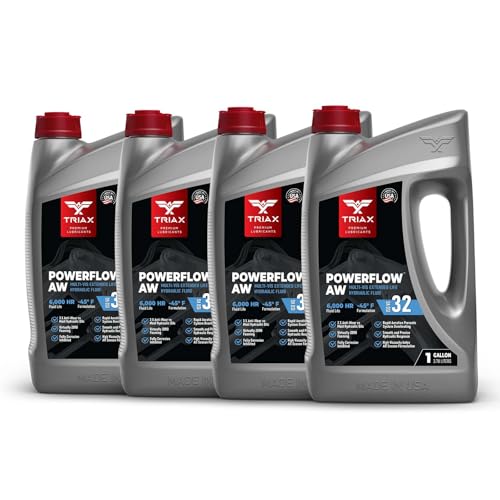 TRIAX Powerflow AW 32 Multi-Viscosity HLP Hydraulic Oil | 6,000 Hour Extended Life | Triple Anti-Wear | True All Season | Pour Point Down to -40F | Virtually Zero Foaming (4 Gallon Pack) - size: 4 Gallon