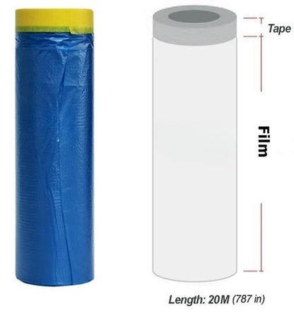 Plastic Sheeting Automotive Masking Tape - Multi Size Pack - No Residue Painters Plastic Drop Cloth for Painting - Paint Tape and Drape - Pre-Taped Masking Film (65 Feet) (3 of Set (59 in))