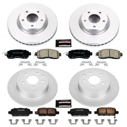 PowerStop Z17 Brake Pad & Fully Coated Rotor Kit Front & Rear CRK6495 - style: Coated Rotor Kit