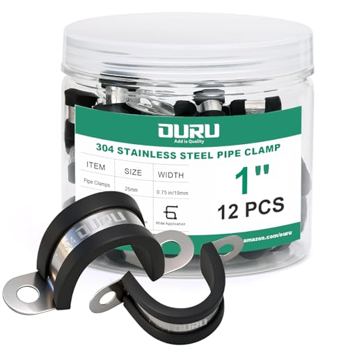 OURU 1 Inch Pipe Strap Fits 0.98"/24.9-25mm OD, Rubber U Bracket,12PCS - size: 1"