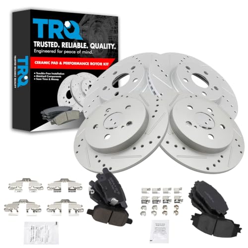 TRQ Performance Front and Rear Brake Pad and Rotor Set Ceramic Coated