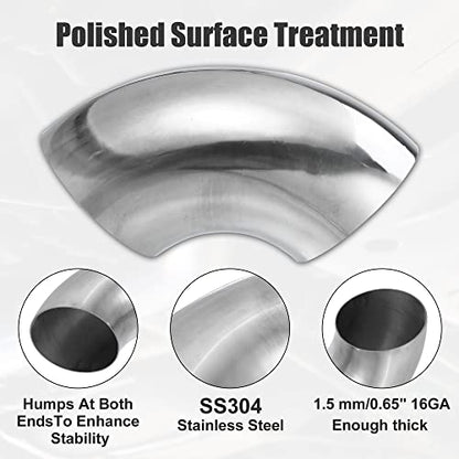 X AUTOHAUX 2pcs OD 4 Inch 90 Degree Mandrel Bend Elbow SS304 Stainless Steel Bend Tube Exhaust Elbow Pipe for Car Modified Exhaust System 4" Piping Silver Tone - size: 4"