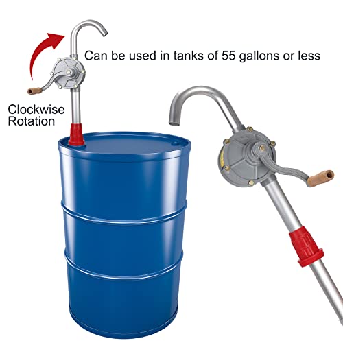 Vevitts 15-55 Gallon Rotary Hand Drum Pump, Heavy Duty Aluminum Barrel Pump for Kerosene Gasoline Oil Diesel Fuel Hydraulic Fluid