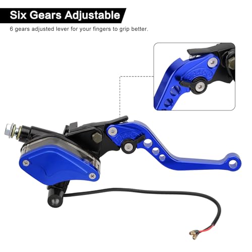 7/8" 22mm Motorcycle Brake Clutch Pump Lever, Blue - color: Blue