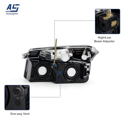 AS Headlight Assembly for 2002 2003 2004 2005 2006 Chevy Avalanche 1500 2500 Black Housing Amber Reflector Passenger and Driver Side - color: BLACK