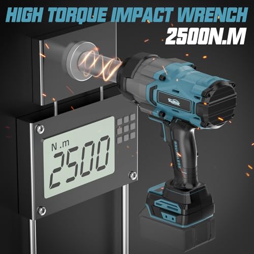Cordless Impact Wrench 3/4" Compatible with Makita 18V Battery, 1850Ft-lbs(2500N.m) High Torque Impact Gun Heavy Duty, Brushless Electric Power Impact Driver with 4 Speed Modes & LED Work Light - size: 3/4" 2500NM Compatible with Makita
