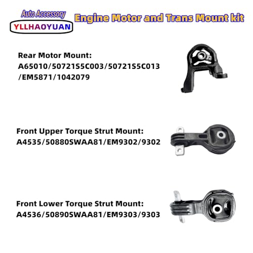 Yllhaoyuan Complete Set of 5 Motor Mounts for 2007-2011 CR-V 2.4L - size: 2007-2011 Honda CR-V (2.4L 4WD）