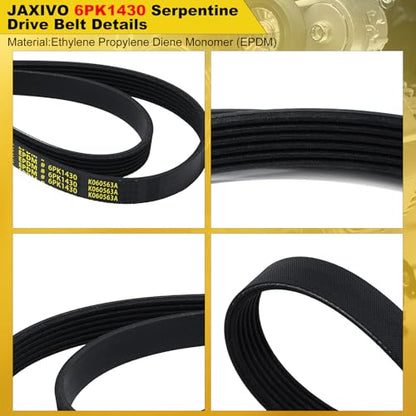 6PK1430 Serpentine Belt V-Ribbed Drive Belt Compatible with L4 2.5L 13-17 Altima Base,13-18 A-ltima S/SL/SV,14-18 Alti-ma,14-20 Rogue L4 2.5L Gas Only Replace K060563A,106056 - size: 6PK1430-1430mm