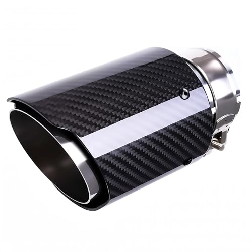 2"Inlet 3"Outlet Car Exhaust Tips Carbon Fiber Tailpipe Exhaust Pipe Tail Throat Tail Pipe Silver Need Height>3.5 Inch Widht>3.5 Inch - color: Silver, size: 2" in 3.5" out