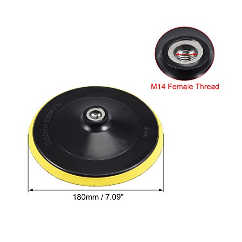 uxcell 7" Hook and Loop Backing Pad Sanding Polishing Backer Plate with M14 Female Thread for Random Orbit Sander Polisher Buffer - size: 7"