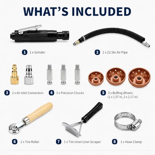 Air Tire Repair Polish Patch Tools Kit, 2500RPM Pneumatic Tire Buffer