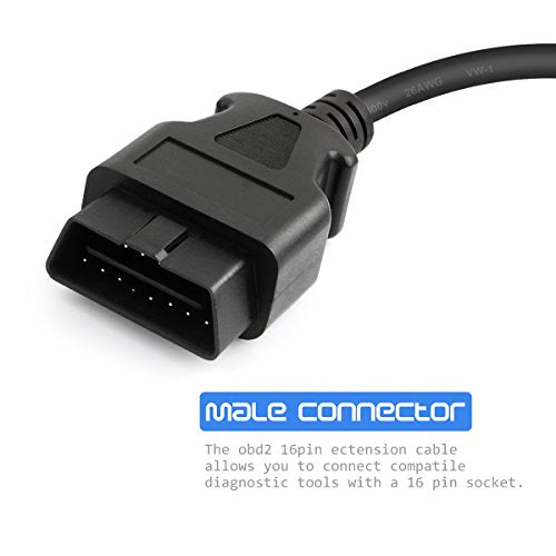 FOXWELL OBD2 OBD II 16Pin Male to Female Diagnostic Extension Convert Cable Adapter 1m/ 39inch