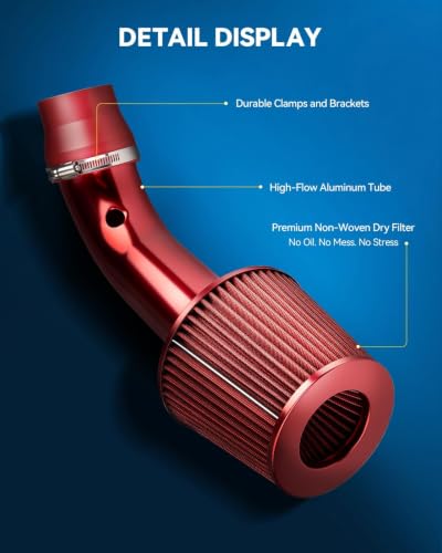 PHILTOP 3" Universal Cold Air Intake Kit (Red)