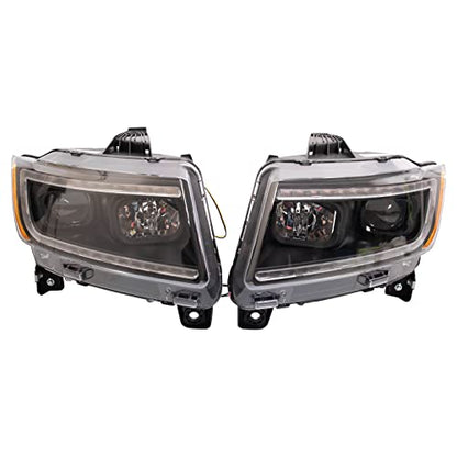 TRQ Performance Driver and Passenger Side Headlight Assembly Set Black - style: HLA95194