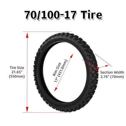 70/100-17 2.50/2.75-17 Motorcycle Tire and Inner Tube Set, Off Road Tires - size: 70/100-17